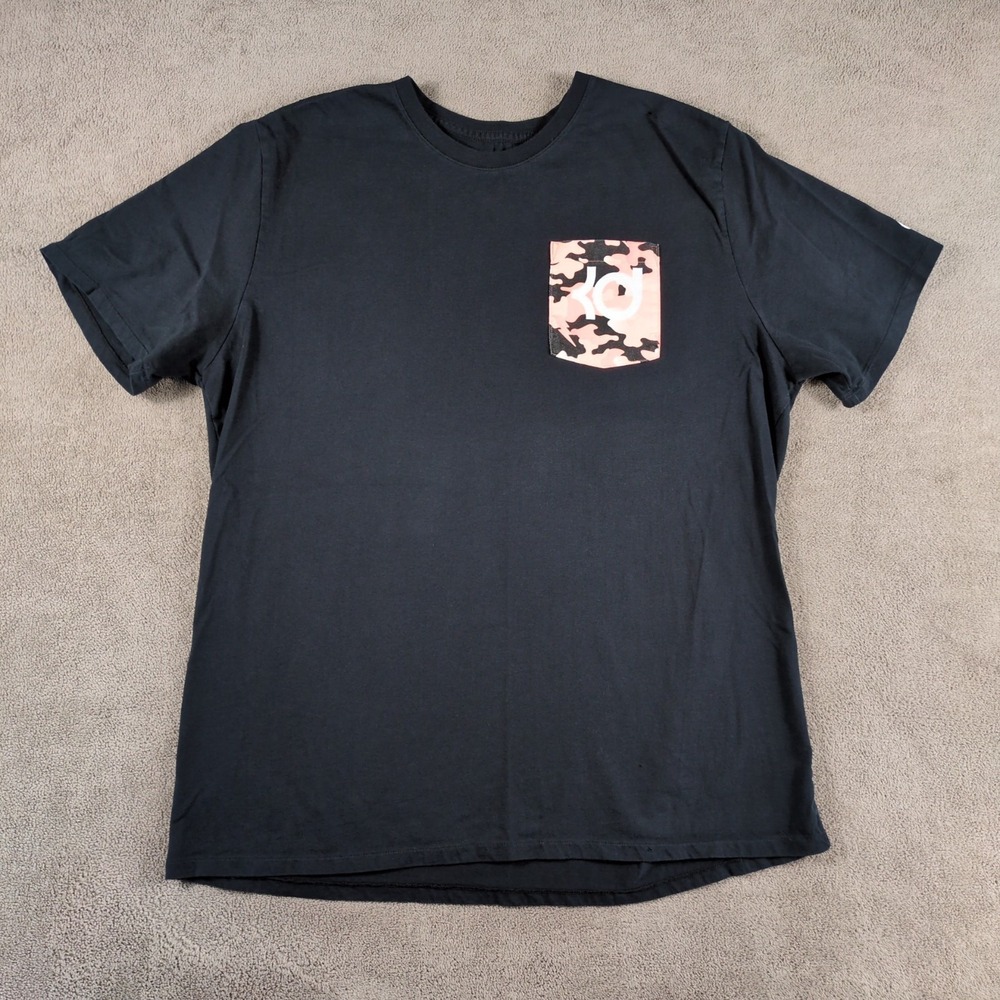 Nike‎ T-Shirt Mens 2XL Black Cotton KD Kevin Durant Easter Pocket Athletic Cut